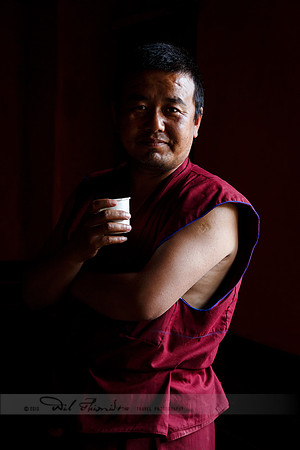 Tibetan Monk Drinking Yak Tea